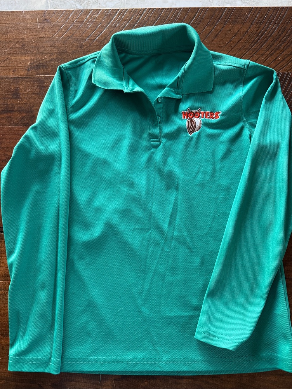 Hooters Long-Sleeve Polo Shirt - Teal Green